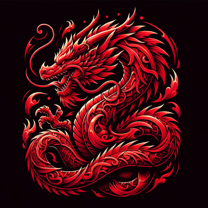 Vibrant Red Dragon Tattoo Design for Back - HD 4K