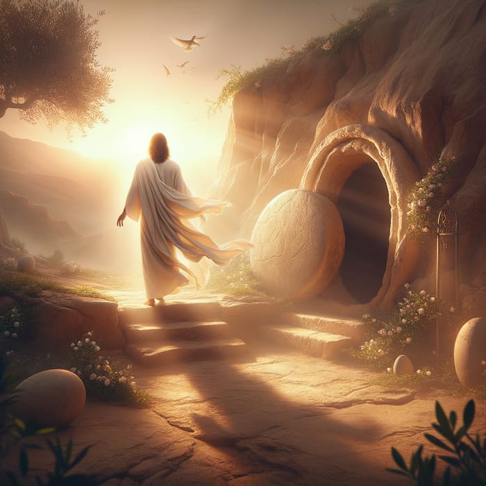 Jesus Christ Risen: Tranquil Morning Resurrection Scene