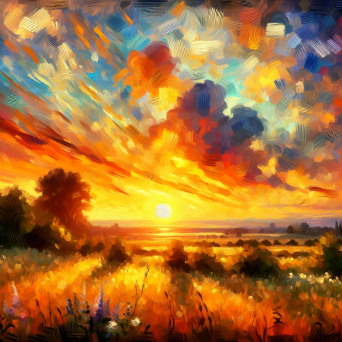 Sunset in Impressionist Style: A Vibrant Scene