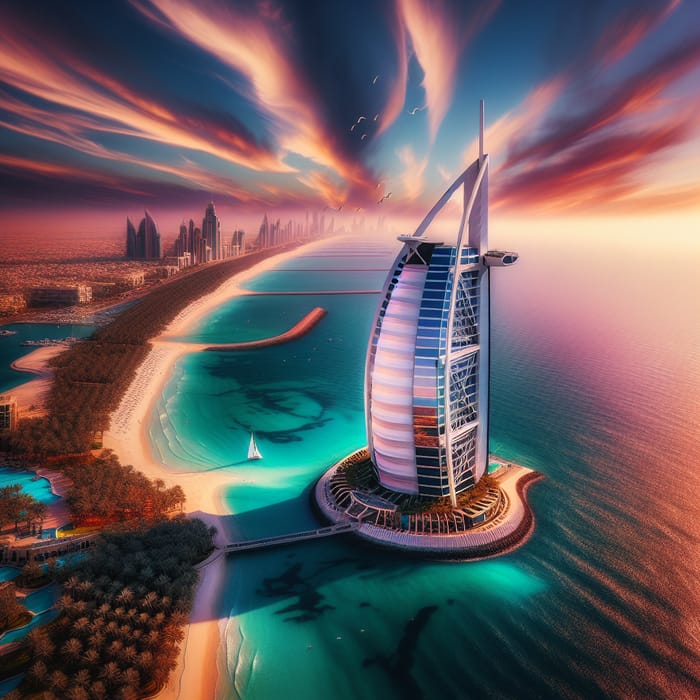 Aerial View: Iconic Burj Al Arab in Dubai