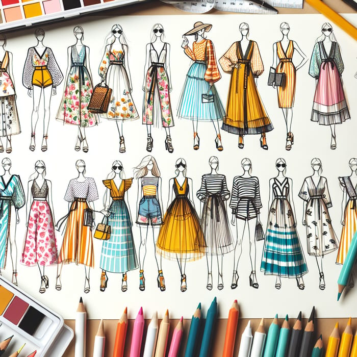 Unique and Creative Summer Fashion Sketches for Bold, Vibrant People 60-80 Years