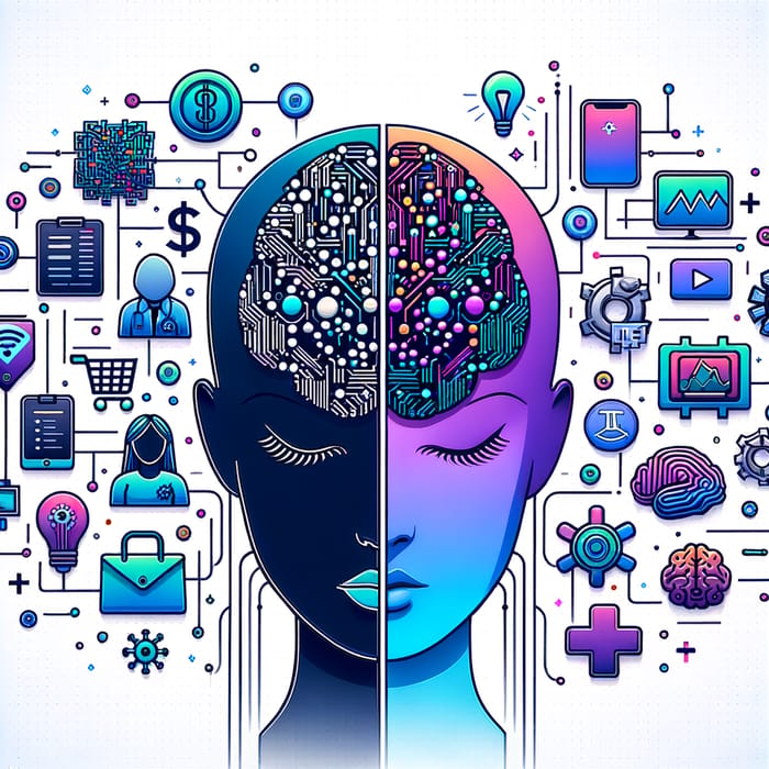 AI and Human Integration Symbol: E-commerce, Finance & Healthcare