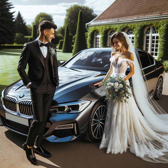 South Asian Groom Impresses Bride with Metallic Navy-Blue BMW
