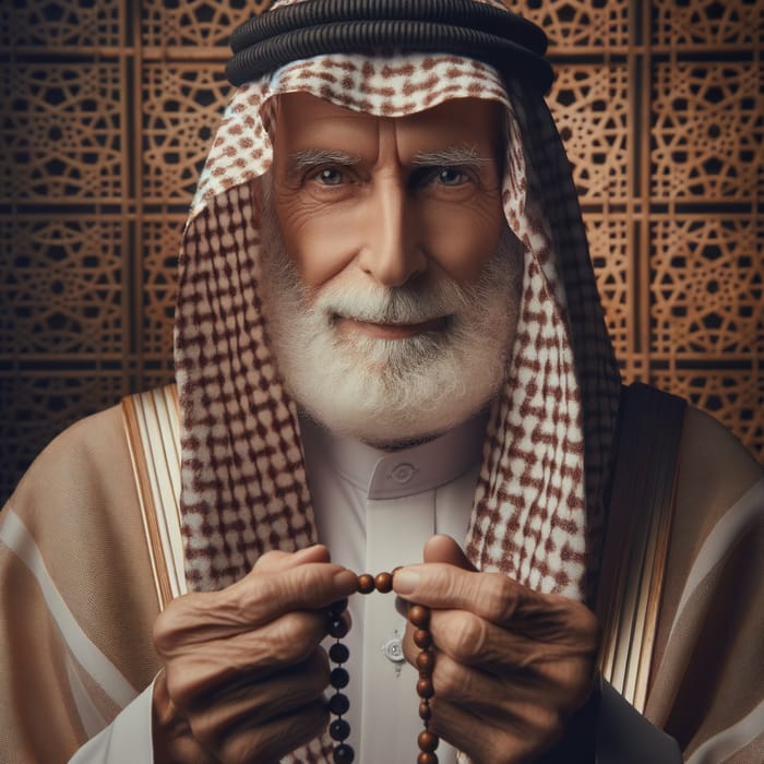 Portrait of an Old Arabic Man in Traditional Attire