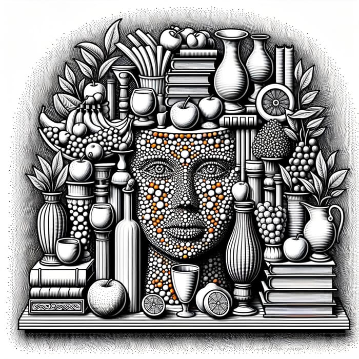 Create a Person's Face Graphic Illusion with Objects | Optical Art