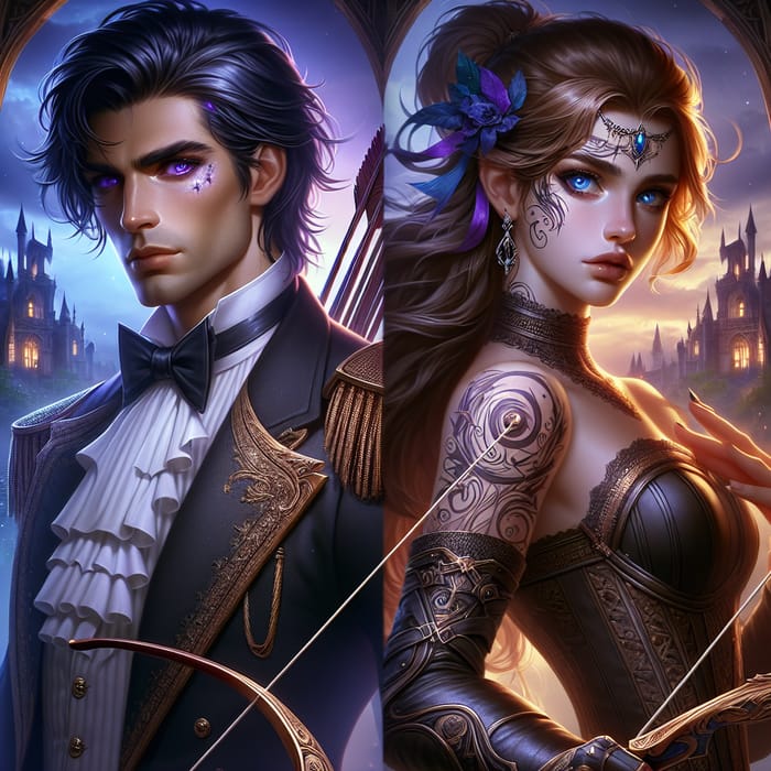 Rhysand and Feyre: Enchanting Fantasy Couple in Mystical Embrace