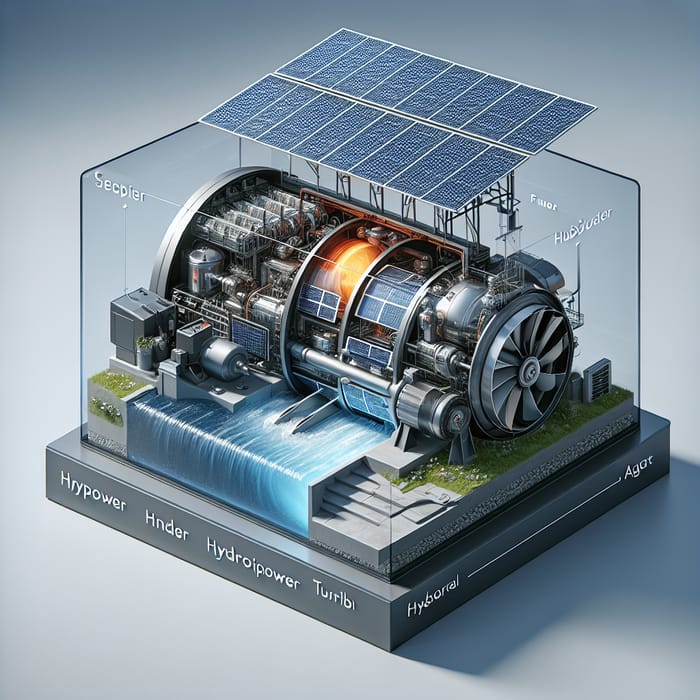 Ultra-Compact Renewable Energy Generator with Solar Panel & Hydropower Turbine