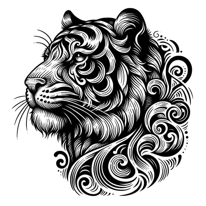 Abstract Tiger Face Drawing | Tattoo Art Style