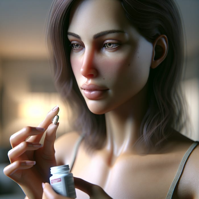 3D Ultra Realistic Woman Popping Pill Scene