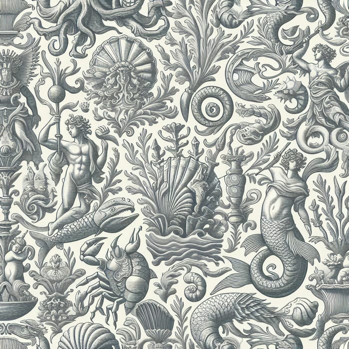 Sea Themed Monochrome Marine Elements Bed Linens