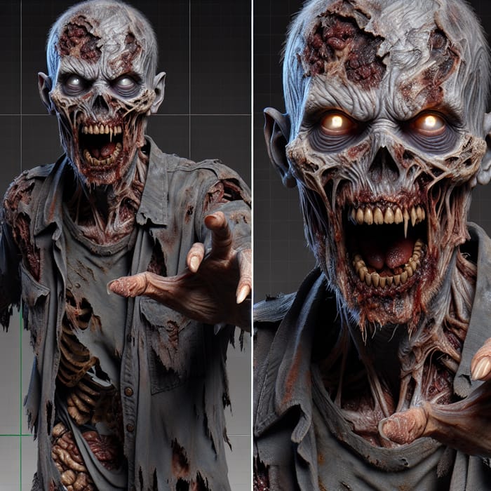 Scary Zombie 3D Model with Realistic Features