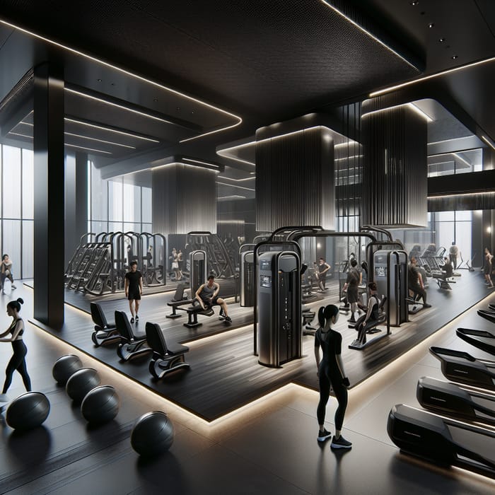 Sleek Gym Interior with Futuristic Fitness Equipment