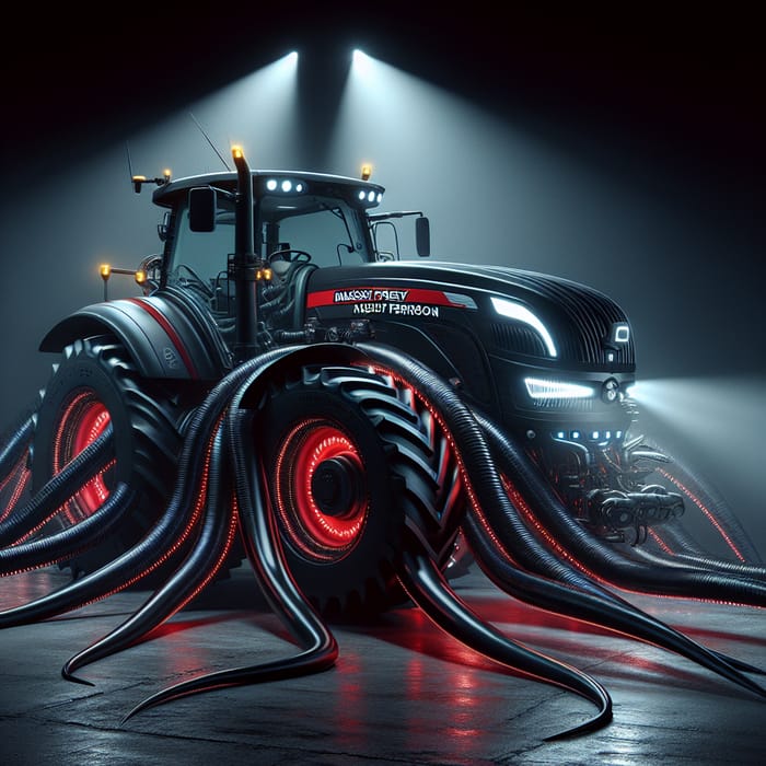 Futuristic Massey Ferguson Tractor: Black & Red Design