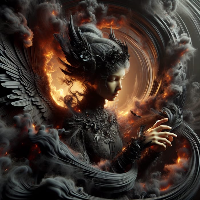 Ethereal Dark Angel Art - Hyperrealistic Fantasy Masterpiece