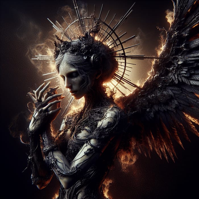Gothic Fantasy Dark Angel: Hyper-Maximalism Concept Art