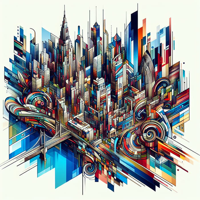 City Skylines Abstract Art: Urban Architectural Wonders