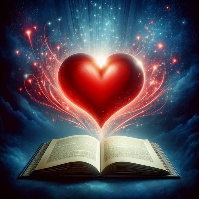 A Beautiful Tale of Love: Vibrant Heart & Open Book