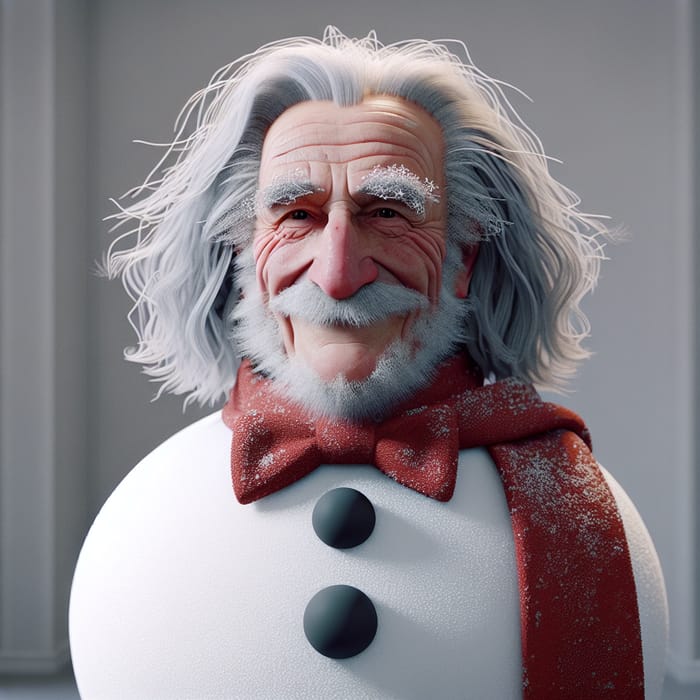 Albert Einstein Snowman Portrait - Photorealistic Image