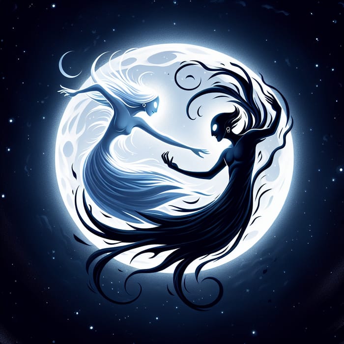 Raava and Vaatu Dancing under the Moon - Mystical Balance | AI Art ...