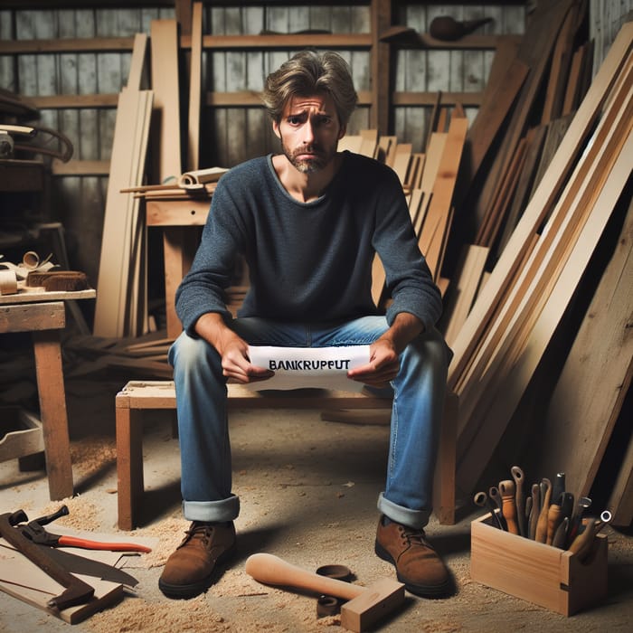 Bankrupt Carpenter in Old Workshop