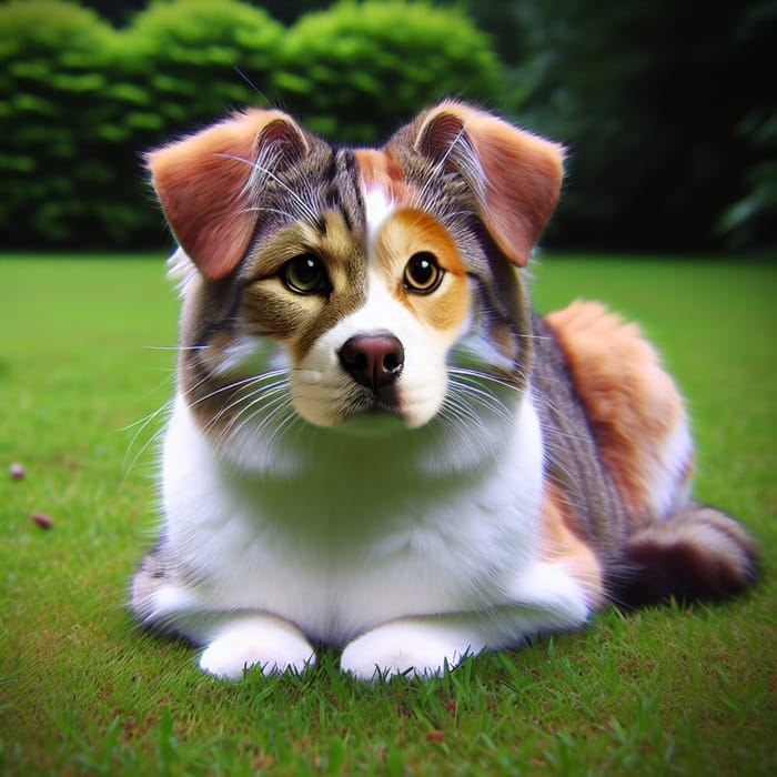 Unique Cat Dog Hybrid with White and Brown Patches