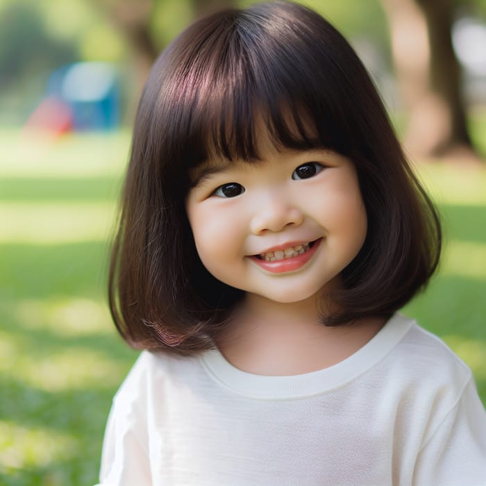 Charming 3-Year-Old Chinese Girl with Short Black Hair