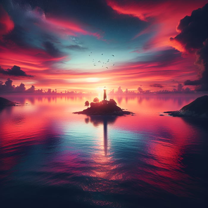 Best Picture: Breathtaking Sunset Over Serene Ocean & Lighthouse