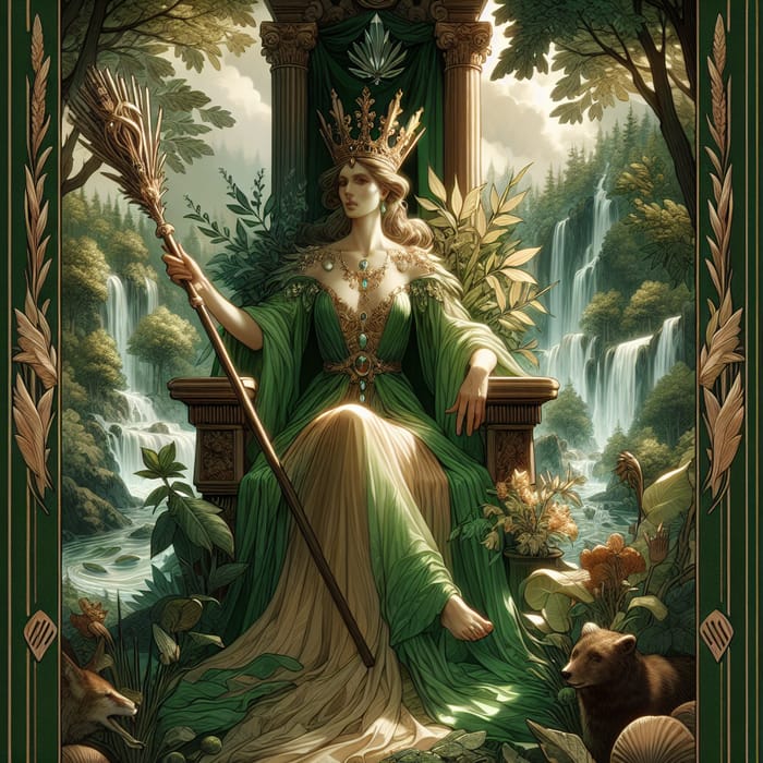 Earthy Queen - Majestic Queen of Wands Tarot Card Interpretation
