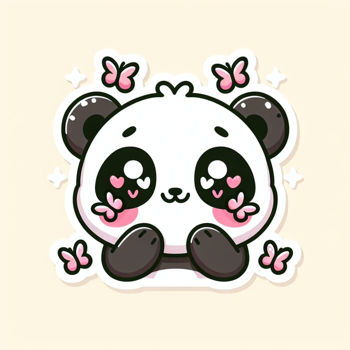 Cheerful Panda Sticker with Butterfly Cheeks