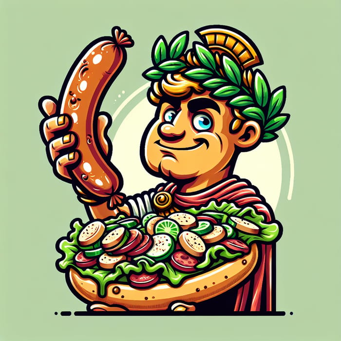 Julius Caesar Cartoon: Caesar Sausage Logo Design