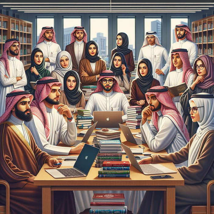 Diverse Saudi Graduate Students | University Study Scene