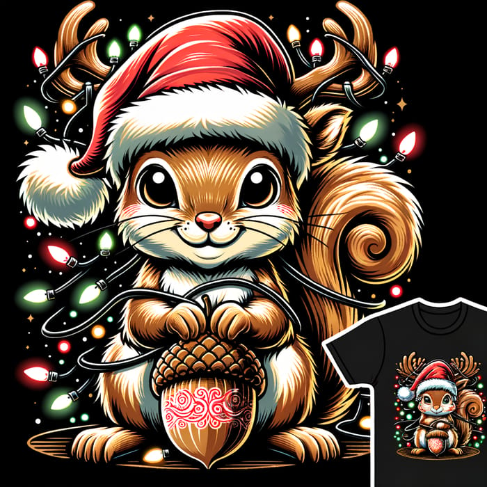 Christmas Cartoon Squirrel Graphic for Festive T-Shirt Design