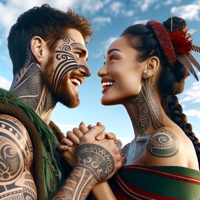 Attractive Maori Woman and Man in Love | Traditional Connection and Happiness