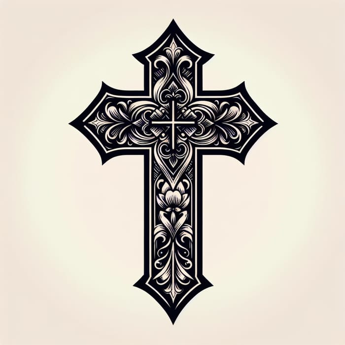 Intricate Cross Tattoo Design with Spiritual Elements