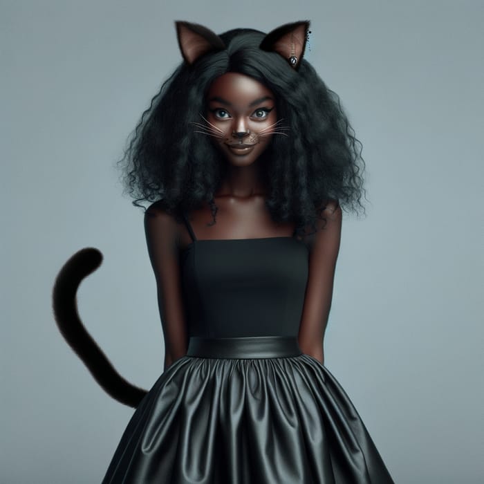 Enchanting Human Cat Girl in Stylish Skirt