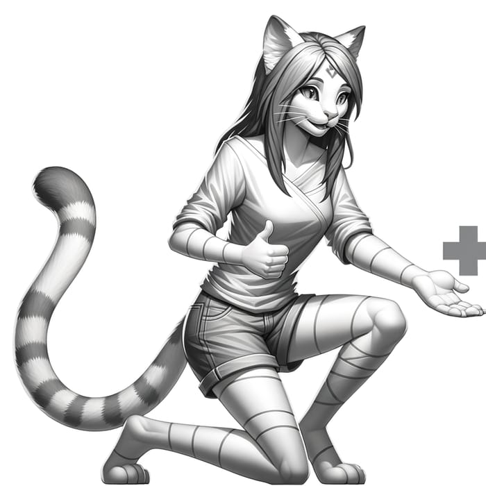 Cat Girl in Short Shirt | Offering Helpful Assistance