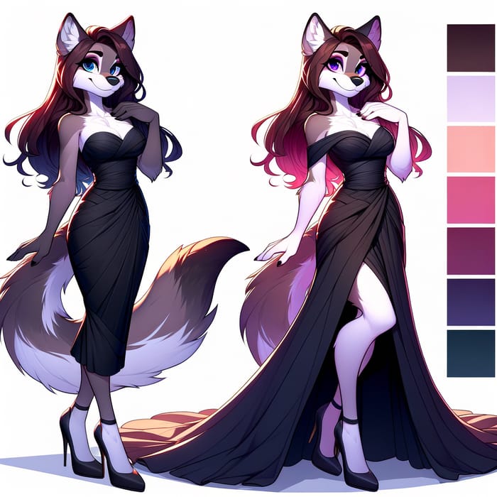 Elegant Wolf Girl in Evening Gown | Kind Gaze