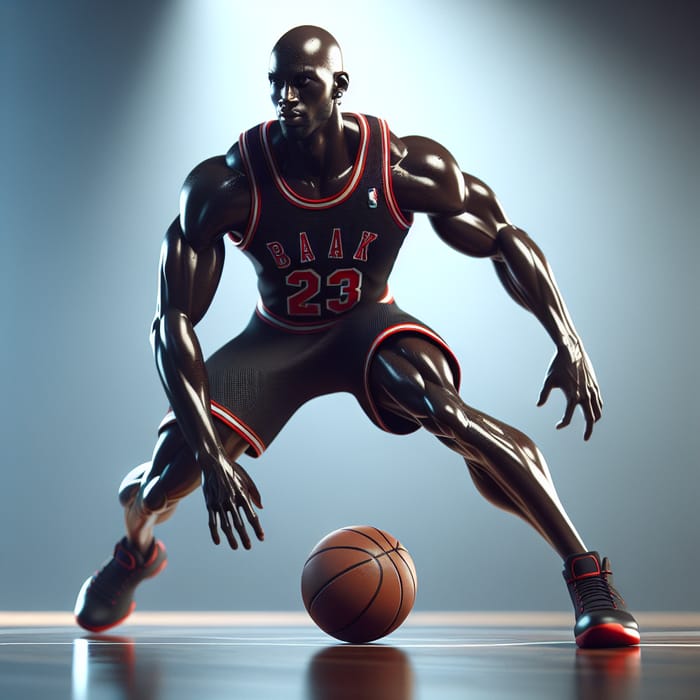 Michael Jordan: Legendary Basketball Player Dribbling on Court