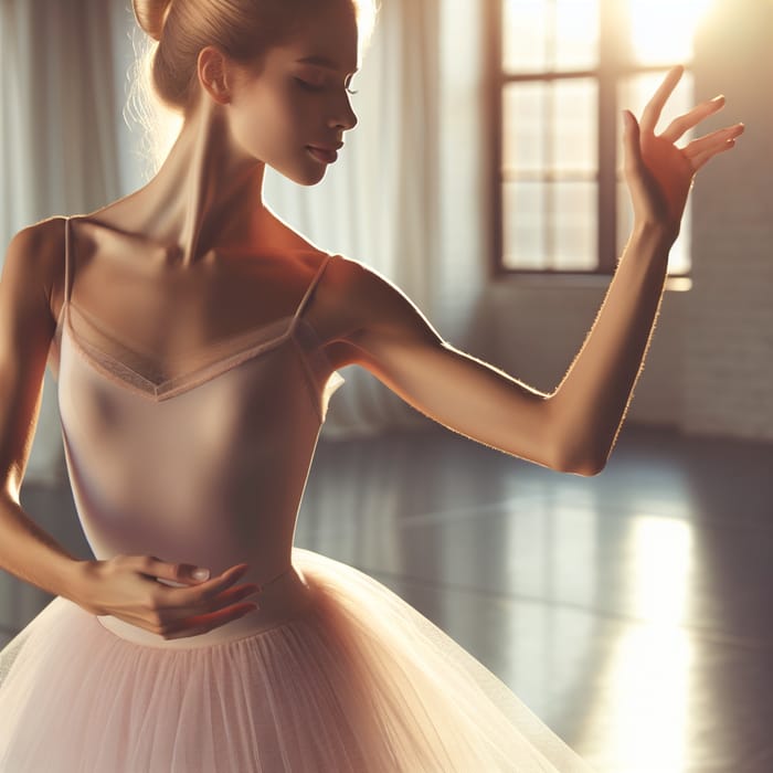 Elegant Ballet Dancer in Sunlit Studio | Graceful Dance Photography