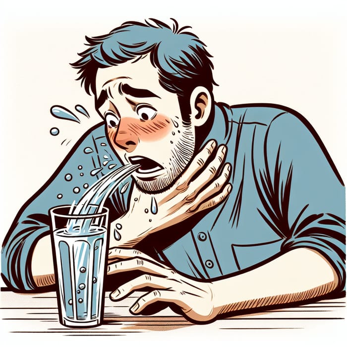 Choking Person with Water - Emergency Illustration