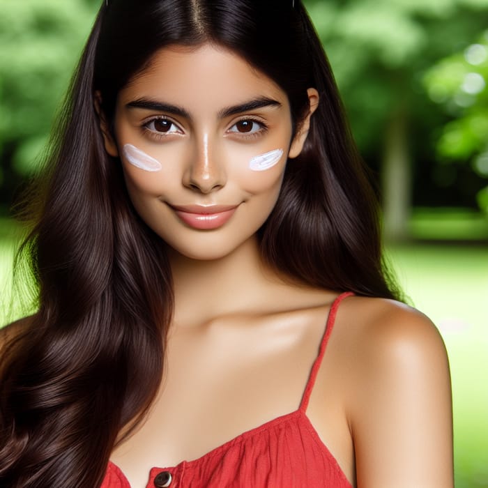 Stylish Woman with Zinc Cream on Nose | Sun Protection