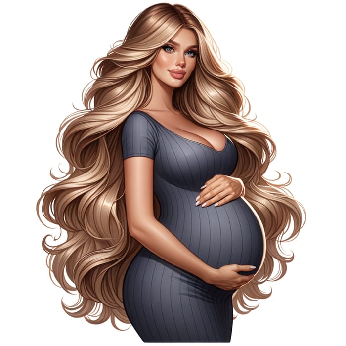 Graceful 42-Week Pregnant Woman with Long Blonde Hair