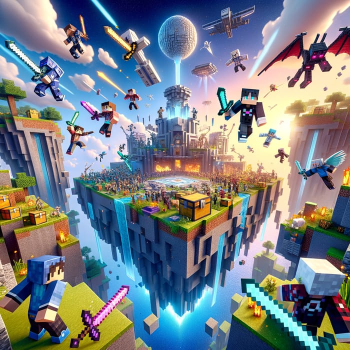 Hypixel SkyWars Minecraft Thumbnail: Intense Battle on Floating Island