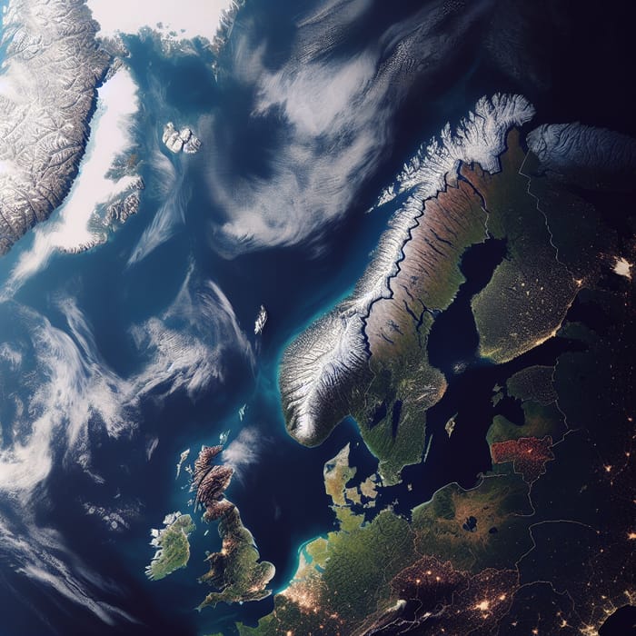 Satellite View of Norway and United Kingdom | Natural Landscapes
