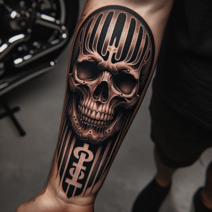 Skull and Harley Davidson Forearm Tattoo Design