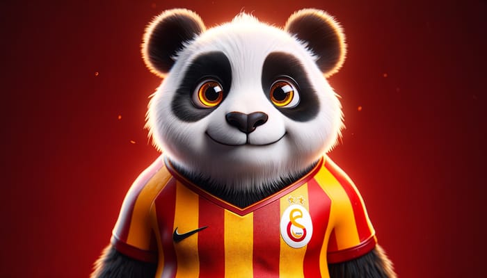 Football Fanatic Panda in Galatasaray Jersey | Indomitable Passion