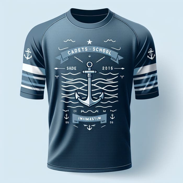 Minimalist Sports T-Shirt Design for Naval Cadets | Blue & Gray Theme