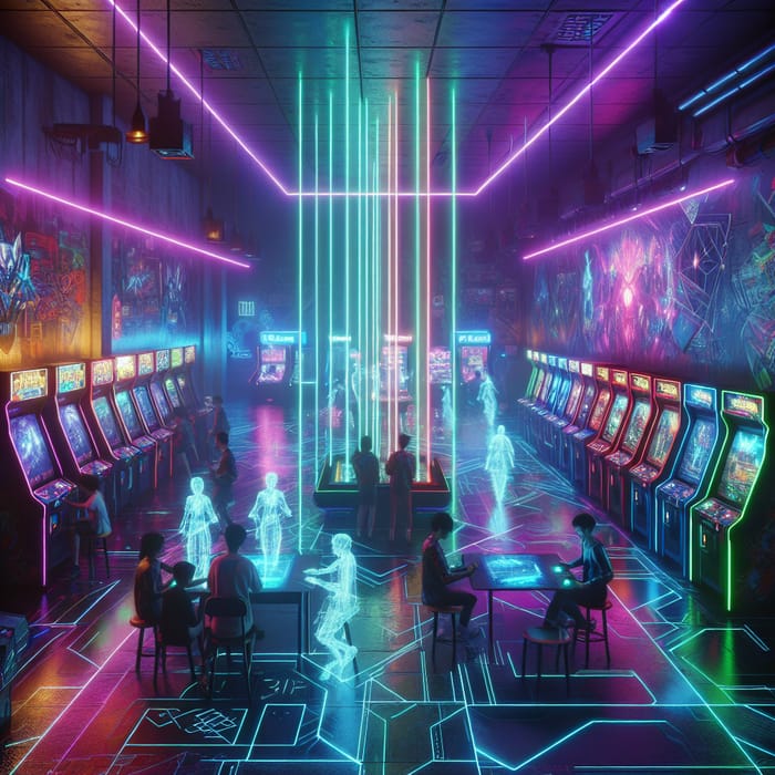Futuristic Cyberpunk Neon Arcade Experience