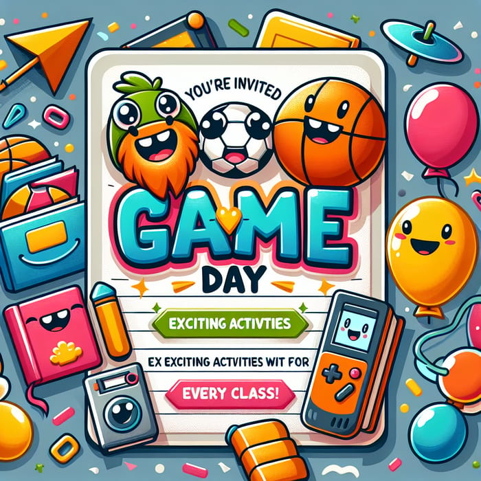 Games Invitation Card for School Classes | Fun Game Day
