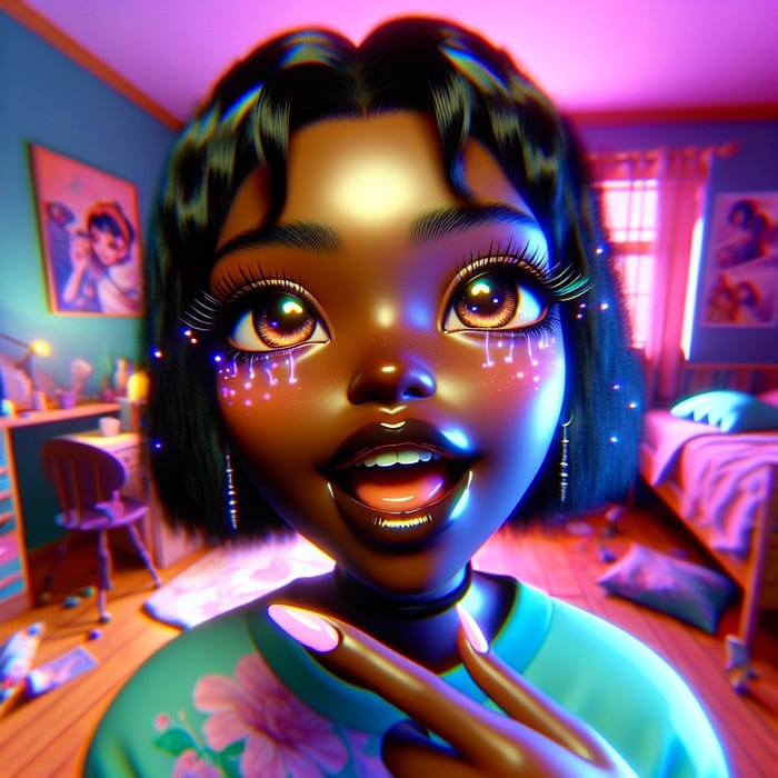 Ultra-Realistic 3D Anime Art of a Young Black Woman